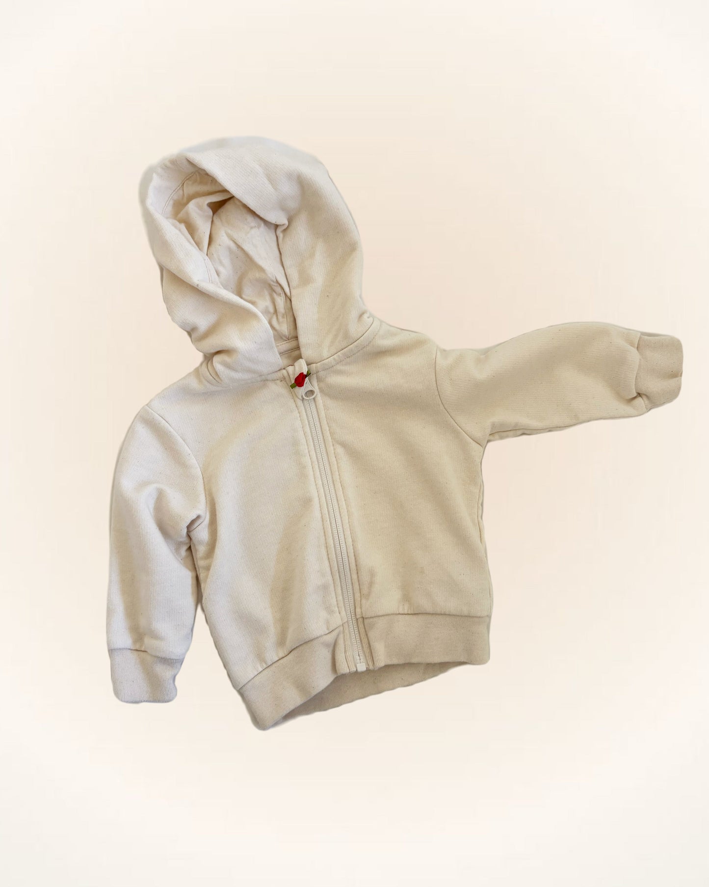 Organic Cotton Cream Zip Hoodie