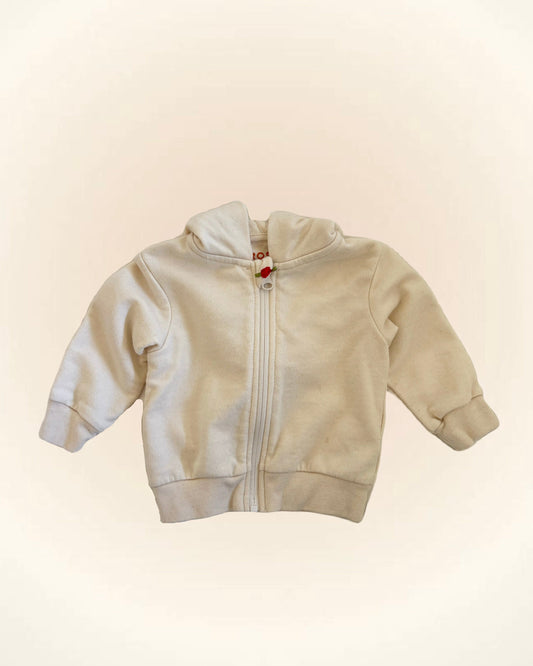 Organic Cotton Cream Zip Hoodie